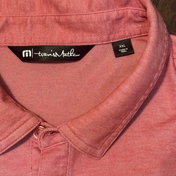 Travis Mathew Men's Size 2XL Red Heathered Short Sleeve Golf Polo Shirt Logo - Picture 3 of 11
